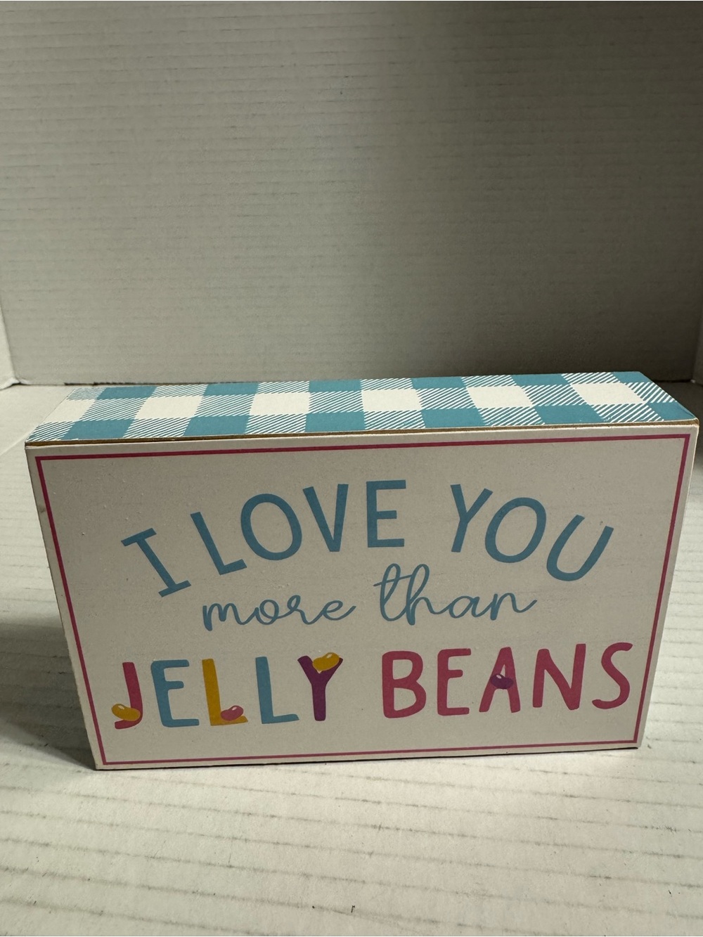 Hobby Lobby Blue and White Gingham Wooden Block